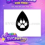 Free Black Paw Free Teardrop Earring Easter Pet Free SVG - Instant Download