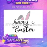 Free Grey Pink Bunny Ears Free Happy Easter Script Easter Free SVG - Instant Download