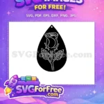Free Rose Flower Free Black and White Earring Free SVG - Instant Download