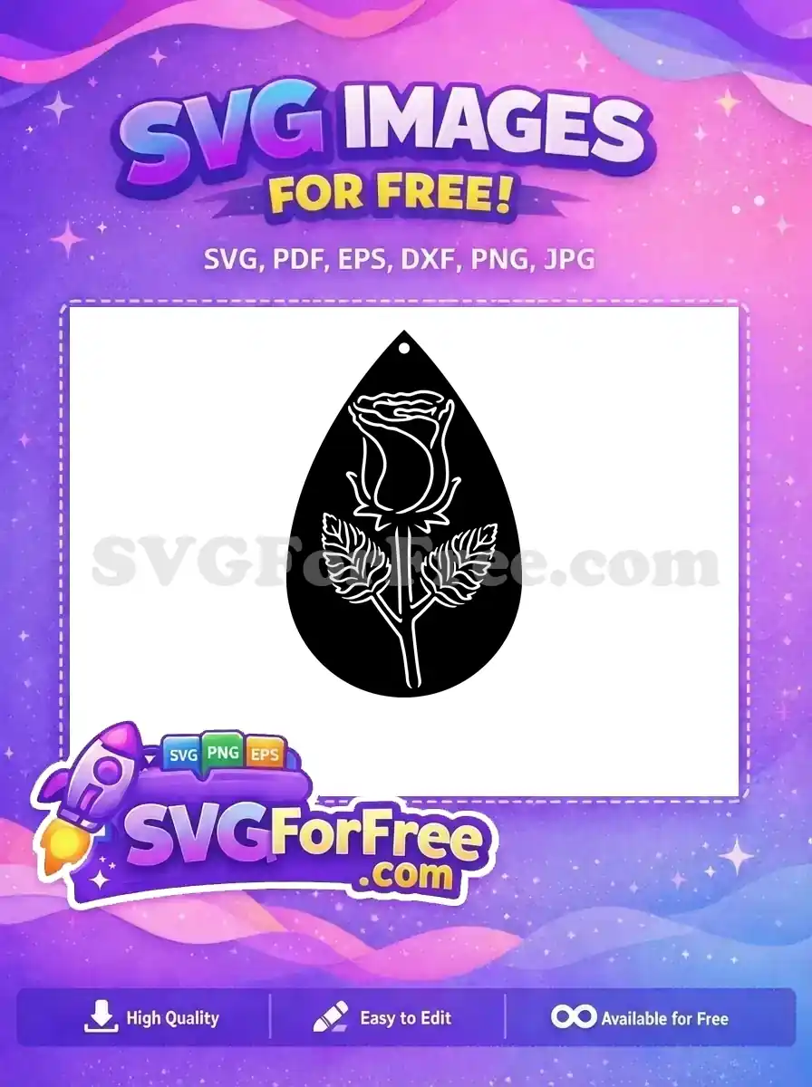 Free Rose Flower Free Black and White Earring Free SVG