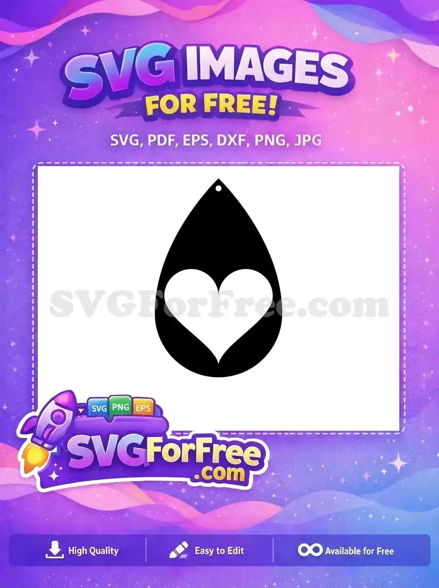 Free Black Teardrop Free Heart Love Easter Earring Design Free SVG
