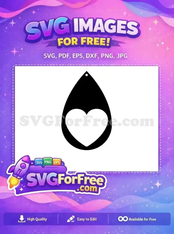 Free Black Teardrop Earring Free White Heart Cutout Easter Celebration Free SVG