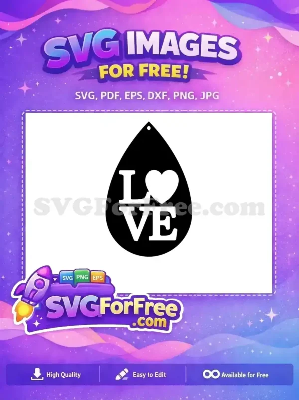 Free Black Teardrop Love Free White Heart Earring Valentines Day Free SVG