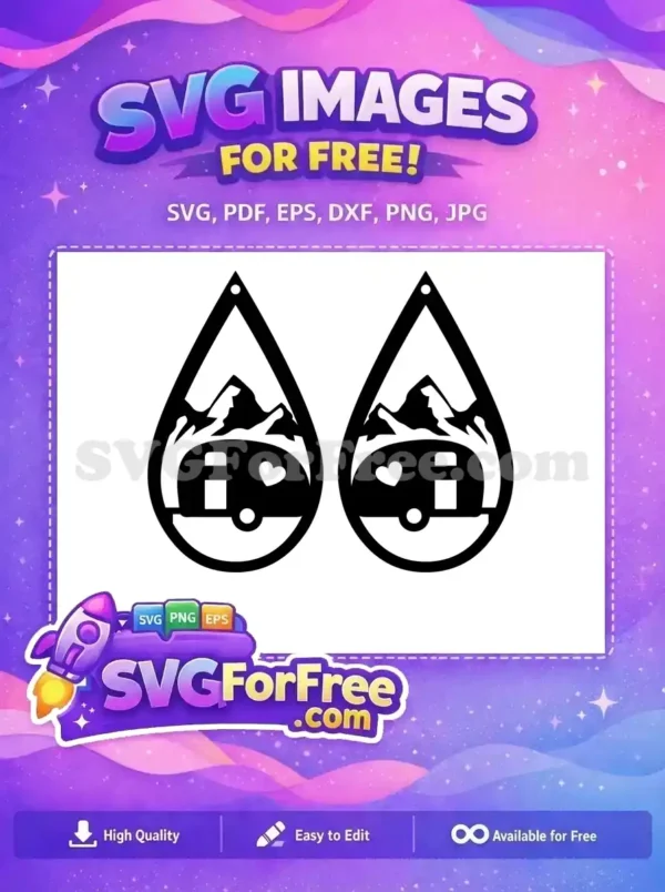 Free Teardrop Camper Free Mountain Camping Earring Easter Free SVG
