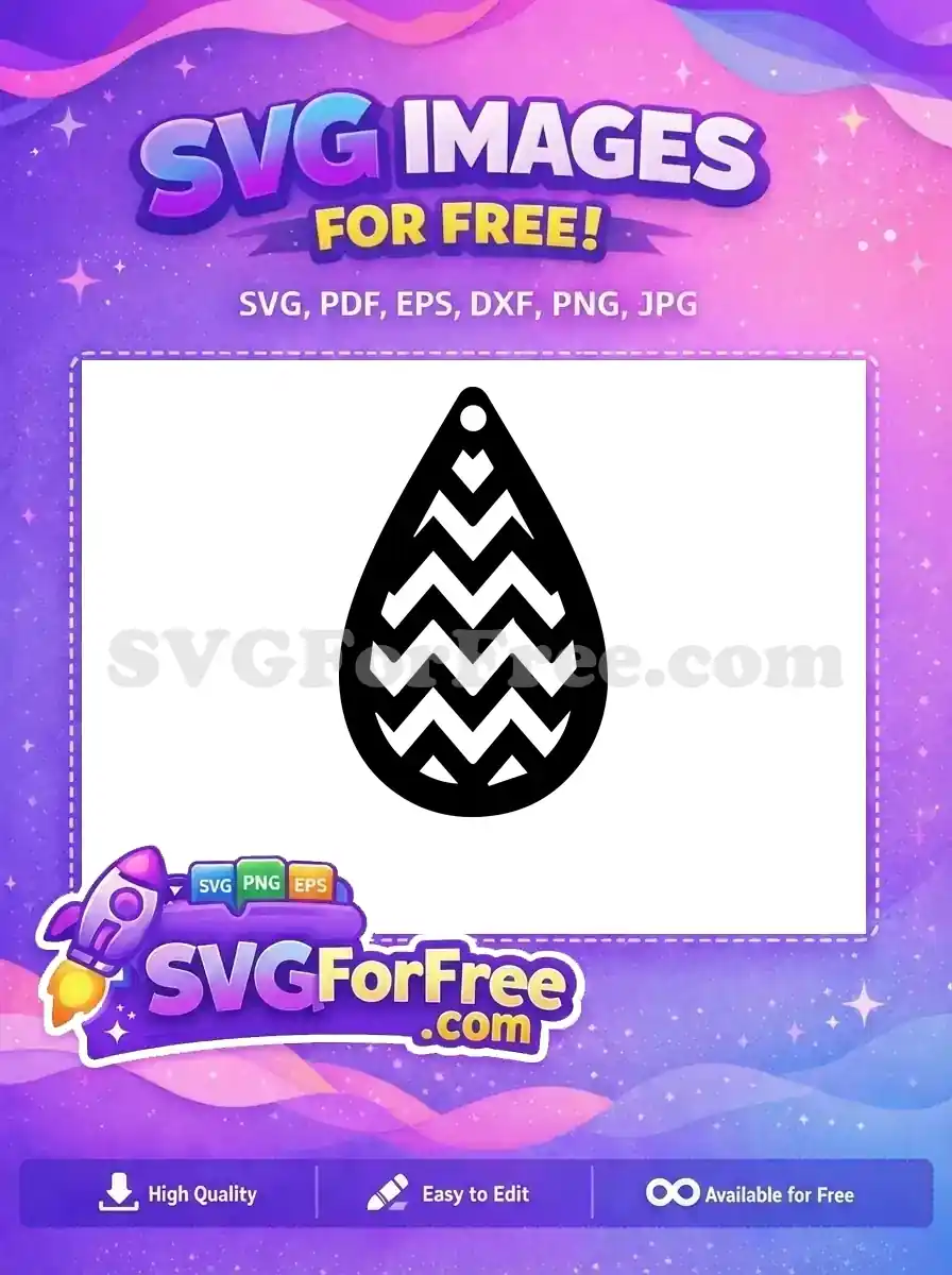 Free Teardrop Earring Free Zigzag Pattern Easter Free SVG