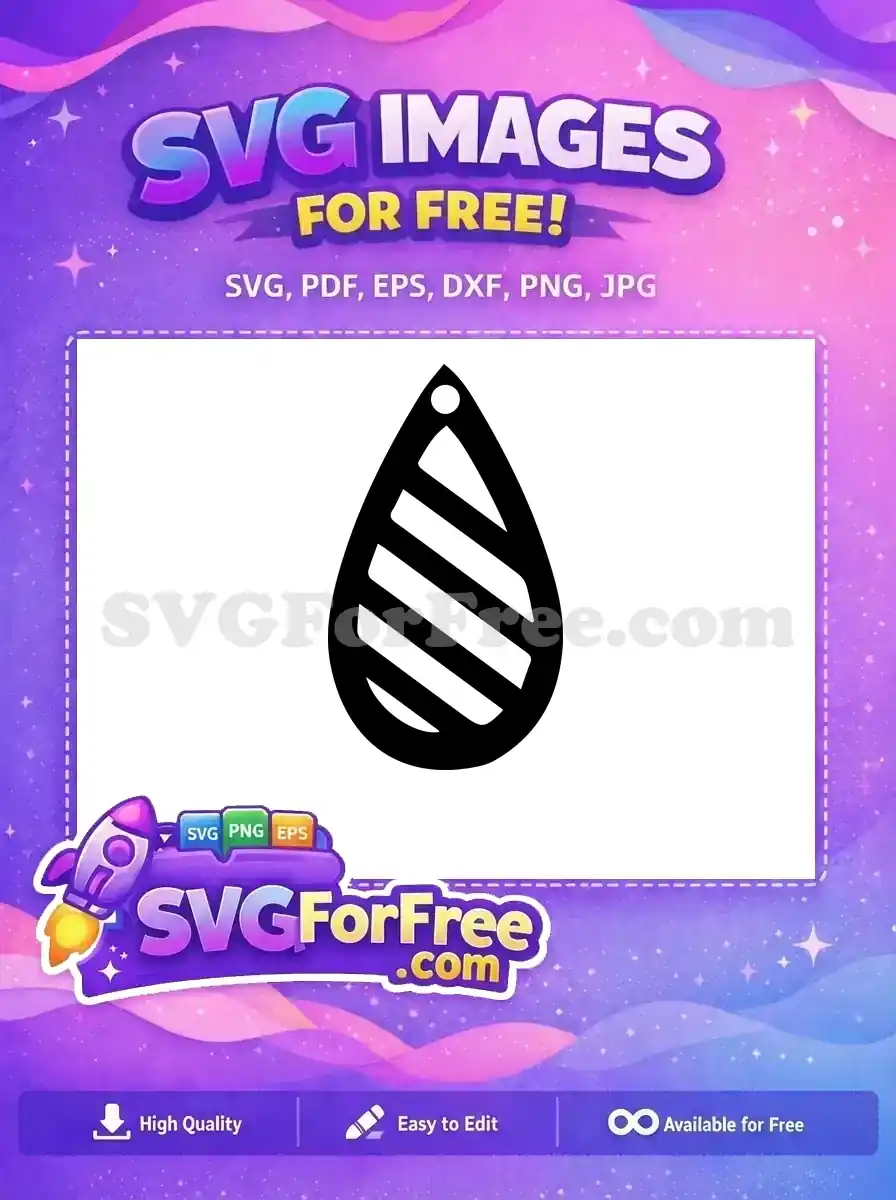 Free Teardrop Striped Free Cutout Earring Easter Crafts Free SVG