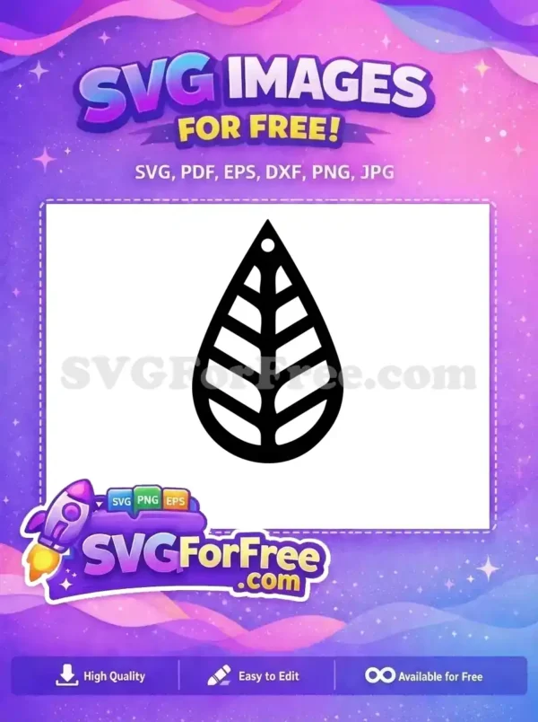 Free Black Leaf Teardrop Free Cutout Easter Earring Free SVG Free Black Leaf Teardrop Free Cutout Easter Earring Free SVG