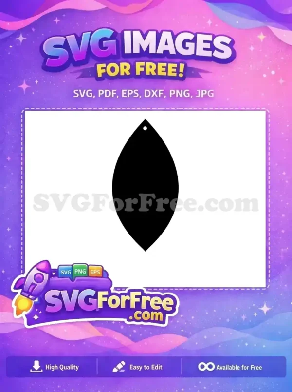 Free Black Leaf Shape Free Simple Teardrop DIY Earring Design Free SVG