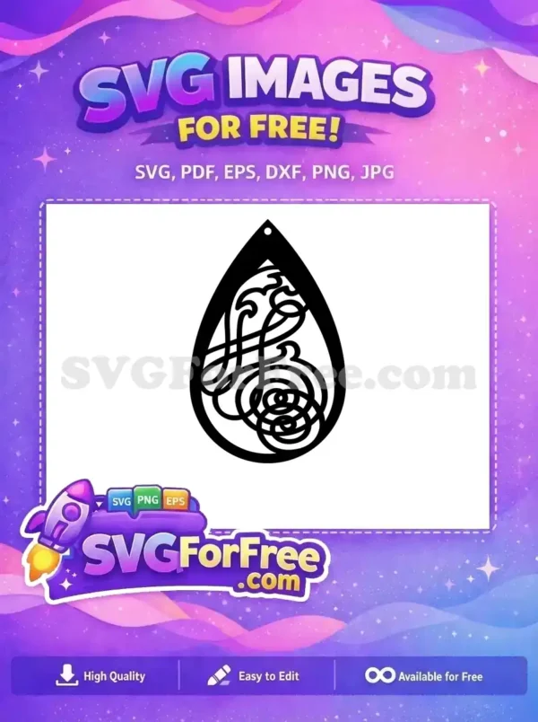 Free Ornate Teardrop Free Swirling Abstract Earrings Design Free SVG Free Ornate Teardrop Free Swirling Abstract Earrings Design Free SVG