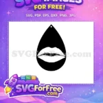 Free White Lips Outline Free Teardrop Shape Kissing Earrings Free SVG - Instant Download