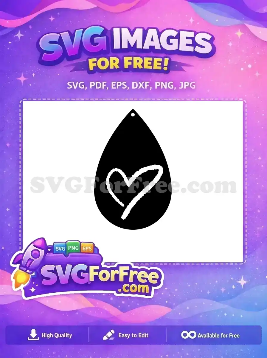 Free Sketchy White Heart Free Black Teardrop Earrings Design Free SVG