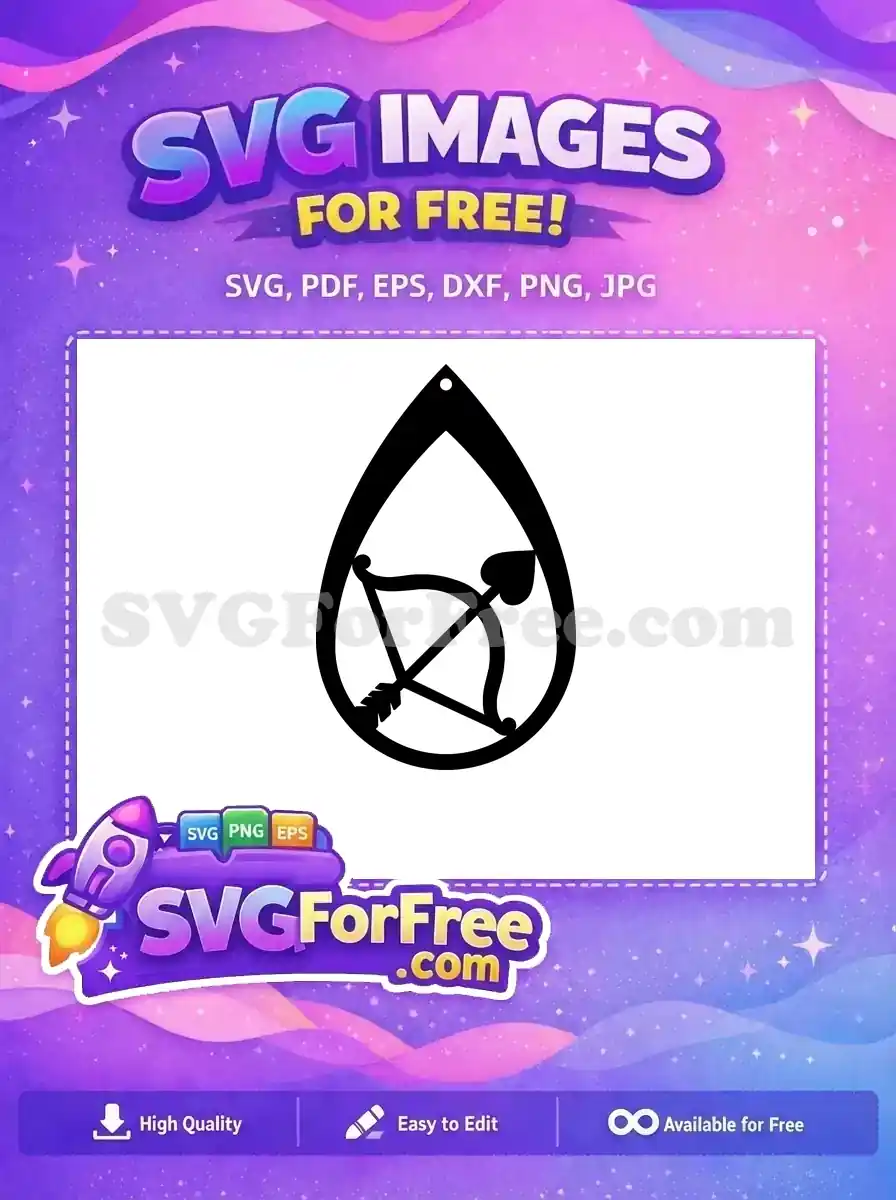 Free Cupid Archery Free Heart Teardrop Love Earrings Free SVG