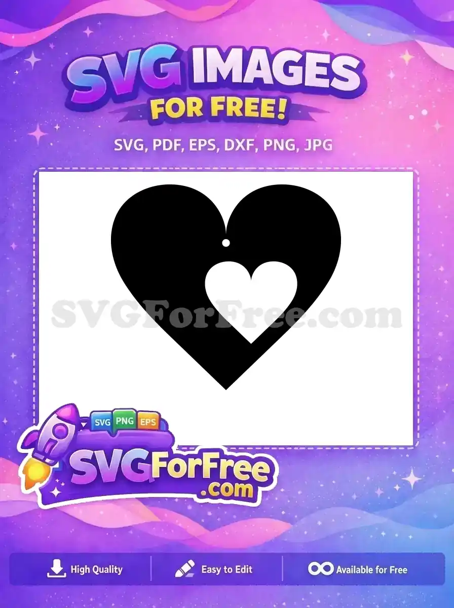 Free Black Heart White Inner Dot Free Love Earrings Free SVG