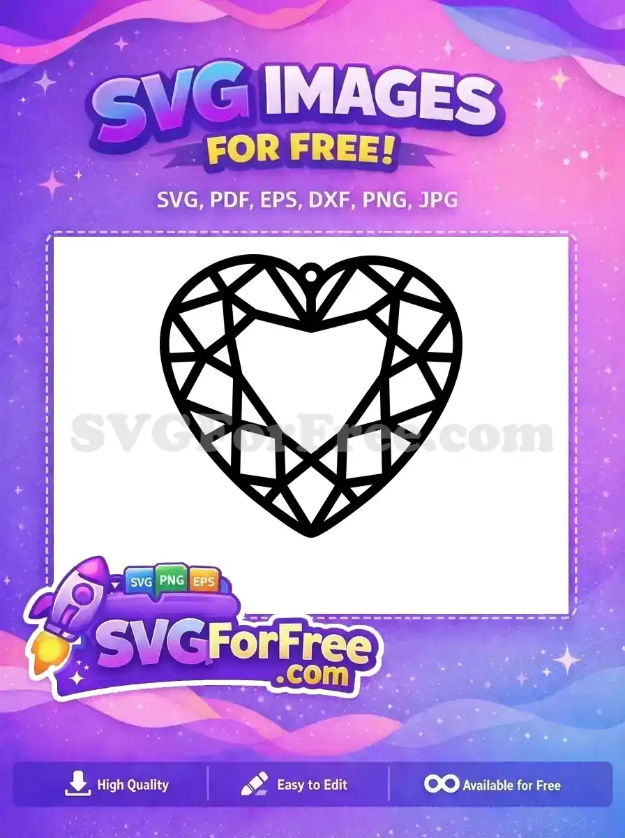 Free Faceted Heart Free Earring Design Crystal Jewelry Free SVG