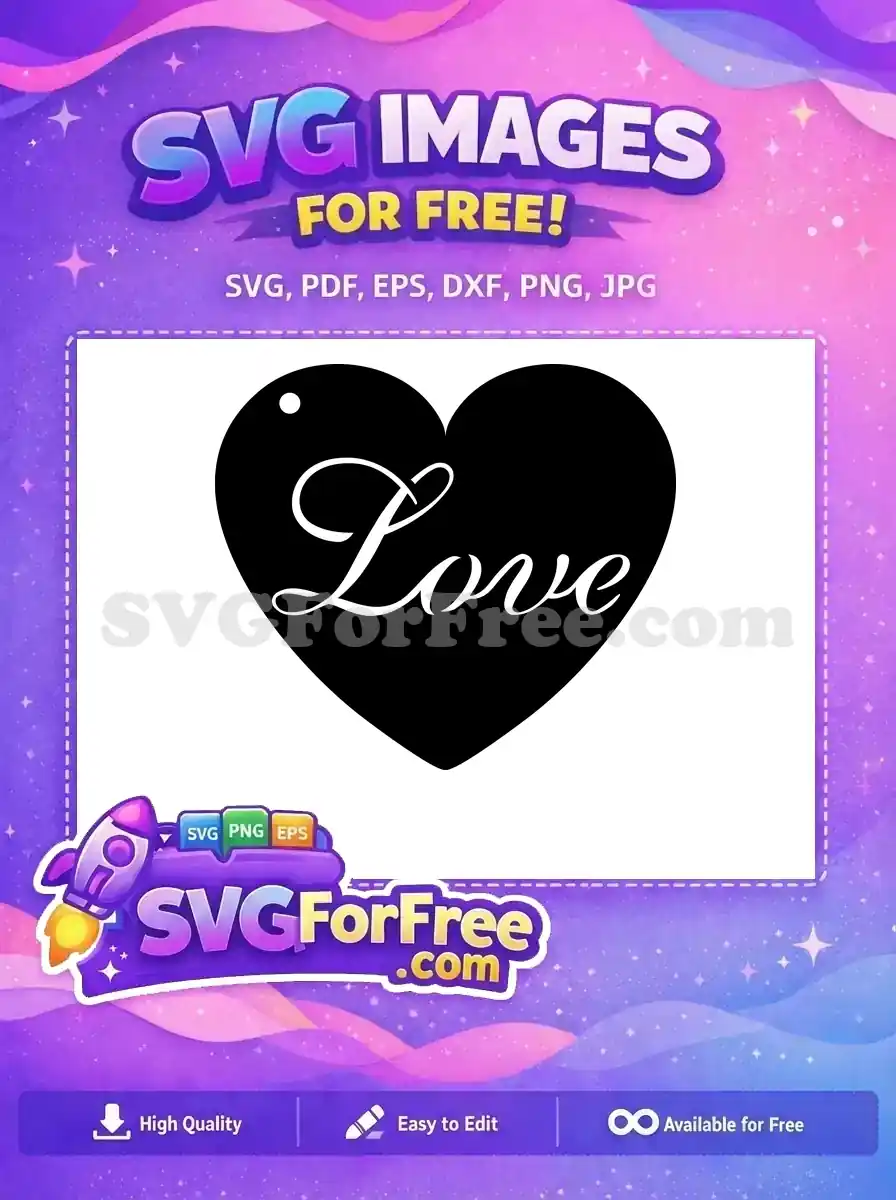 Free Black Heart Free White Cursive Love Romantic Valentine Earrings Free SVG