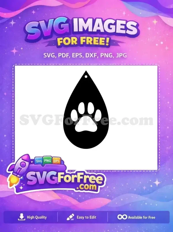 Free Black Paw Print Free Teardrop Shape Pet Lover Free SVG