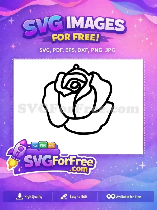 Free Outline Rose Free Floral Jewelry Earrings Design Free SVG