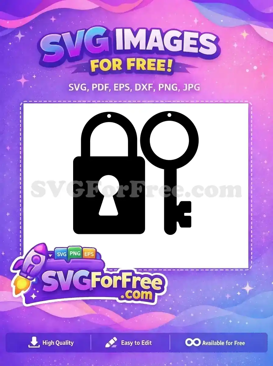Free Black Lock Free Matching Key Earring Design Free SVG