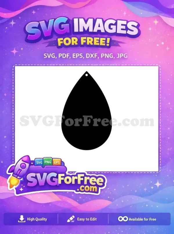 Free Black Teardrop Shape Free Simple Elegant Design Earrings Crafting Free SVG