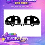 Free Black Camper Free Heart Window Travel Trailer Earrings Free SVG - Instant Download