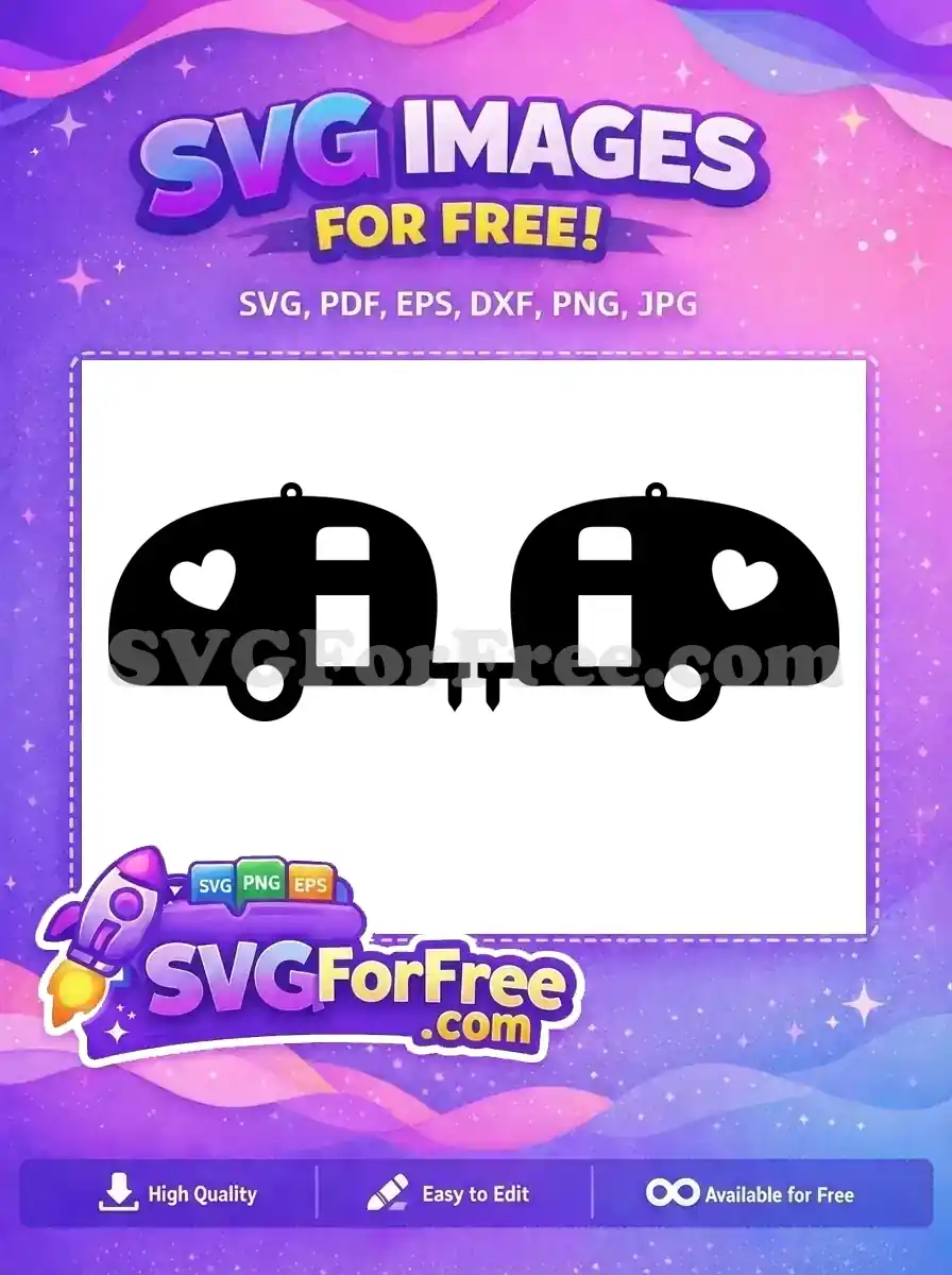 Free Black Camper Free Heart Window Travel Trailer Earrings Free SVG