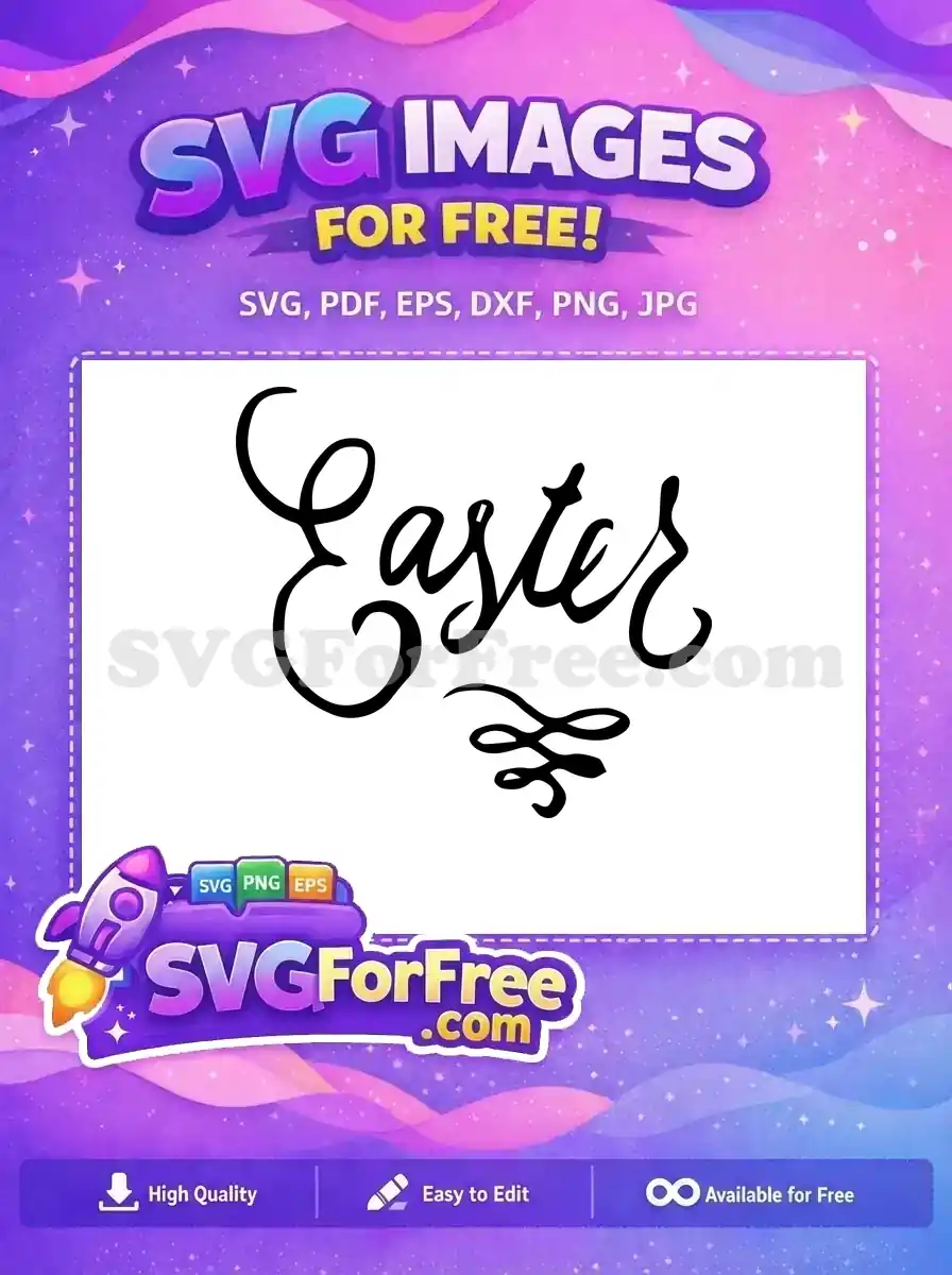 Free Calligraphic Easter Text Free Decorative Swirl Easter Free SVG