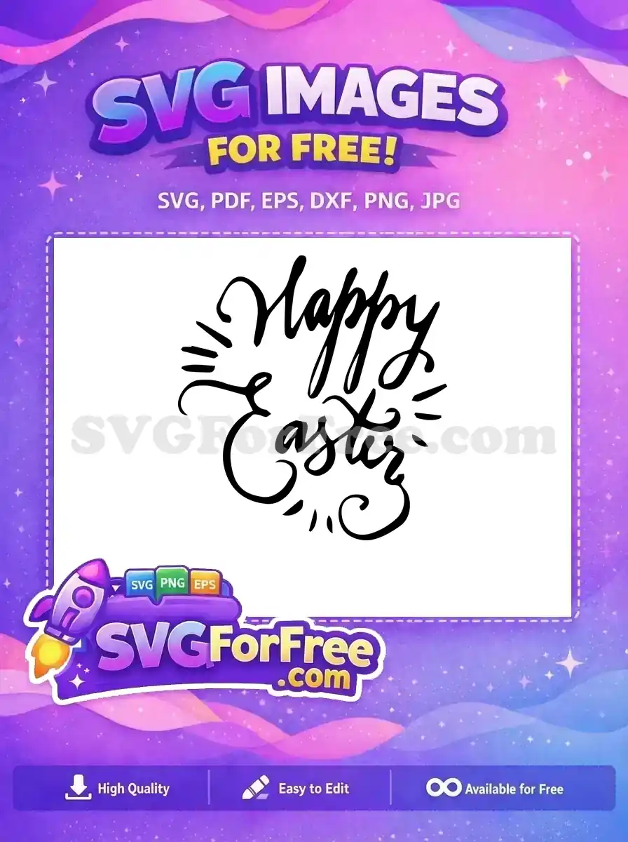 Free Happy Text Free Black Calligraphy Easter Holiday Free SVG