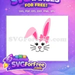 Free Pink Bow Ear Free Cute Bunny Face Easter Free SVG - Instant Download