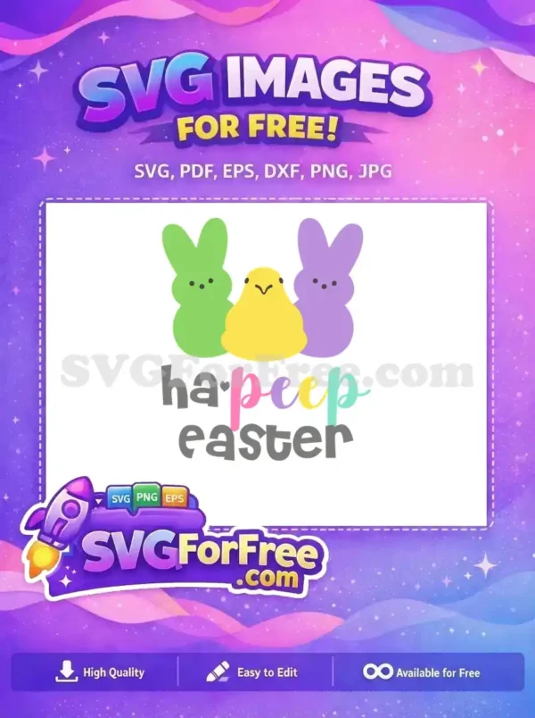 Free Smiling Yellow Chick Free Peep Bunnies Easter Free SVG