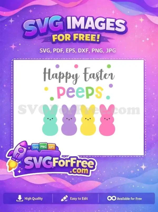 Free Happy Easter Text Free Pastel Bunny Peeps Easter Free SVG