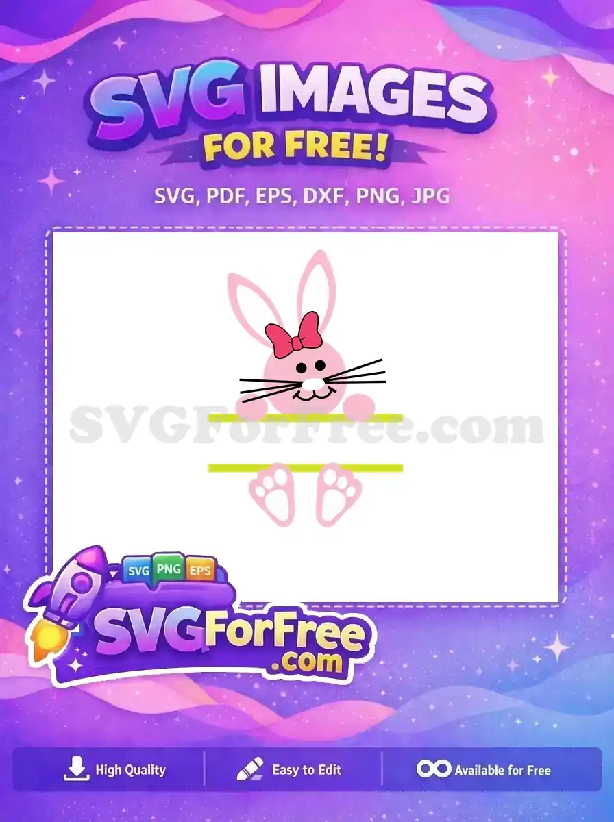 Free Pink Bow Easter Bunny Face Free Feet Easter Free SVG