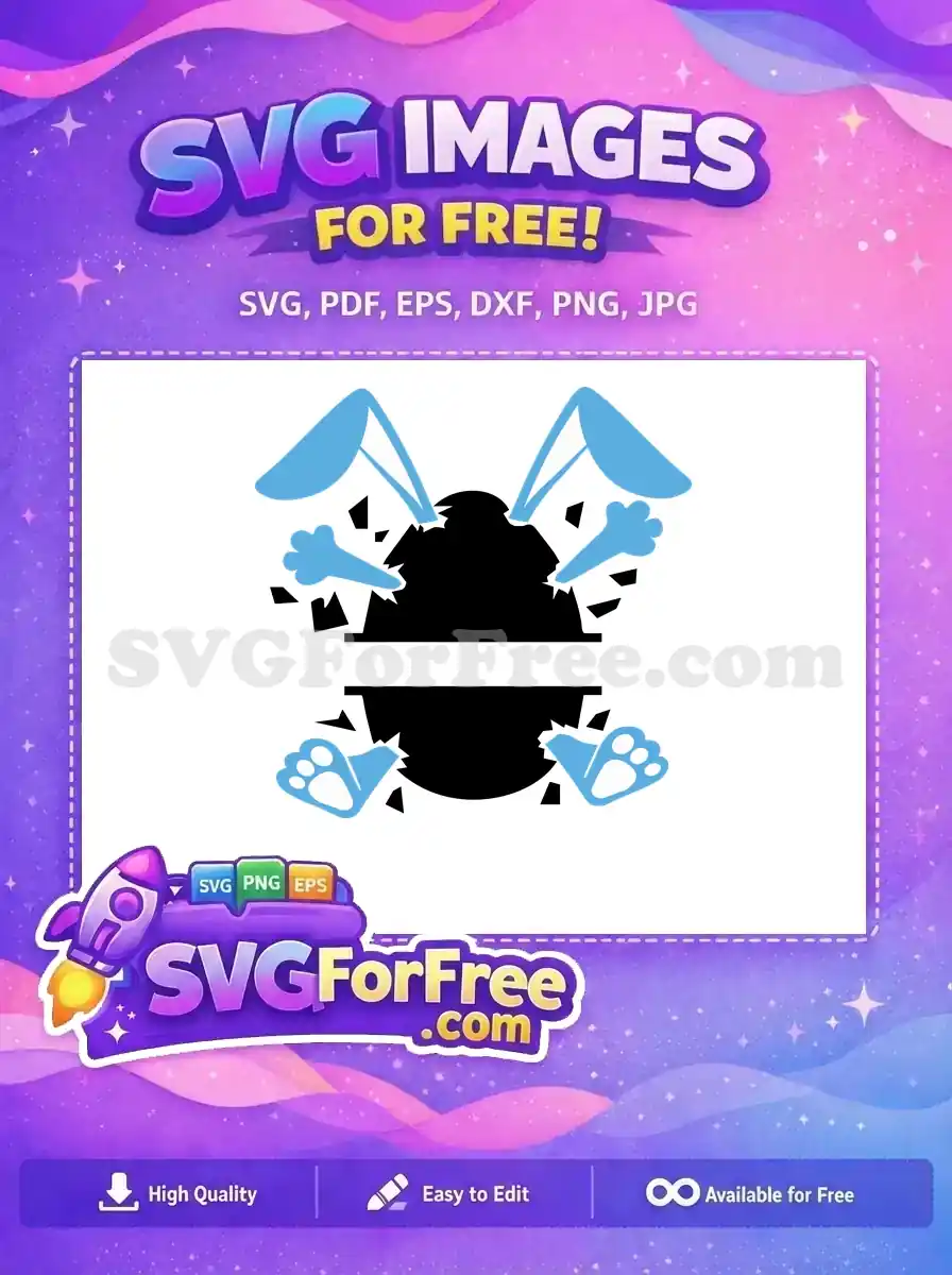 Free light blue bunny ears Free breaking through monogram Easter Free SVG