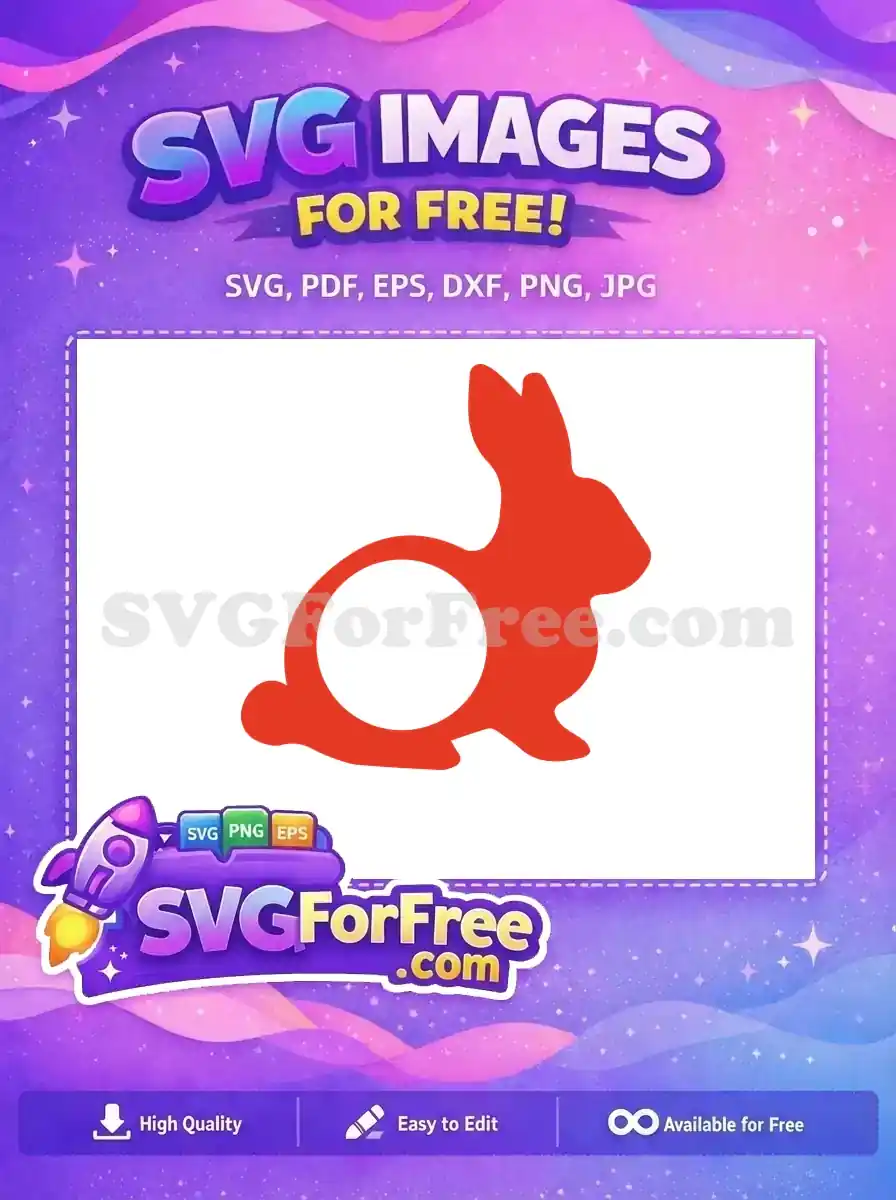 Free Red Easter Bunny Free White Circle Body Easter Holiday Free SVG