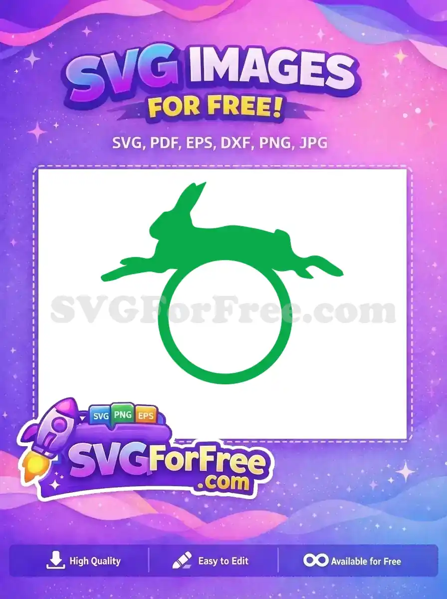 Free Green Jumping Rabbit Free Easter Circle Outline Holiday Free SVG