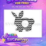 Free Black Chevron Pattern Free Monogram Circle Easter Bunny Free SVG - Instant Download