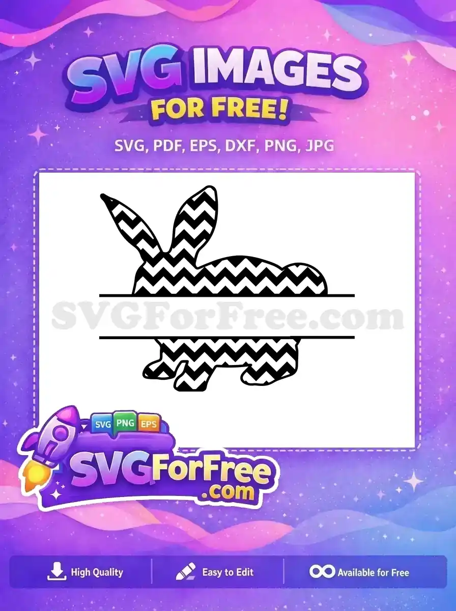 Free Black White Chevron Free Monogram Easter Bunny Free SVG