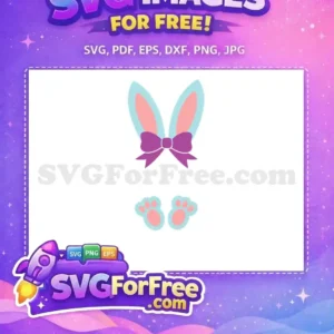 Free Blue Pink Ears Free Purple Bow Easter Bunny Paws Free SVG