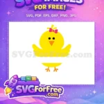 Free Yellow Chick Pink Bow Free Cute Cartoon Style Easter Free SVG - Instant Download