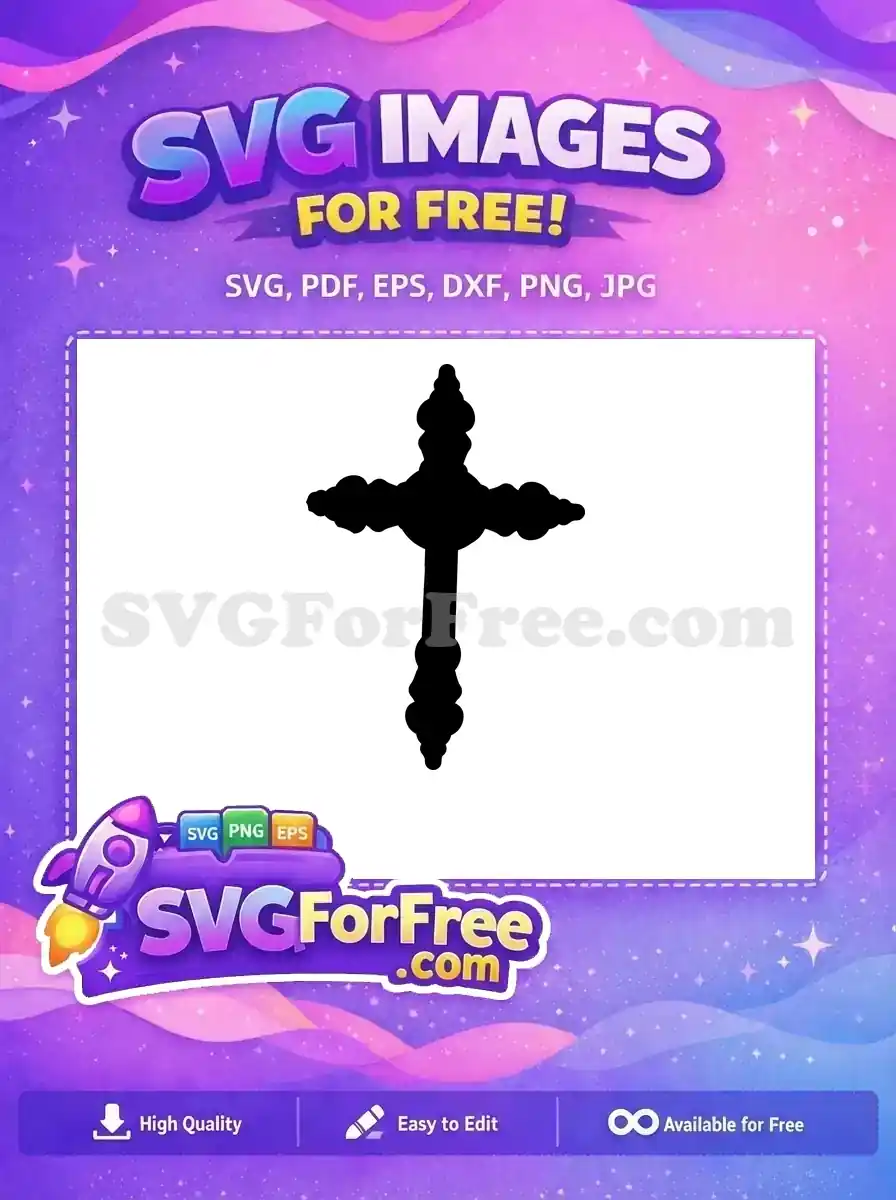 Free Ornate Decorative Black Cross Free Intricate Religious Design Easter Free SVG