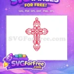 Free Red Ornate Cross Free Heart Embellished Easter Free SVG - Instant Download