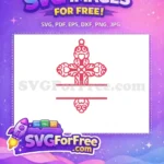 Free Pink Scrollwork Cross Free Ornate Monogram Banner Easter Free SVG - Instant Download