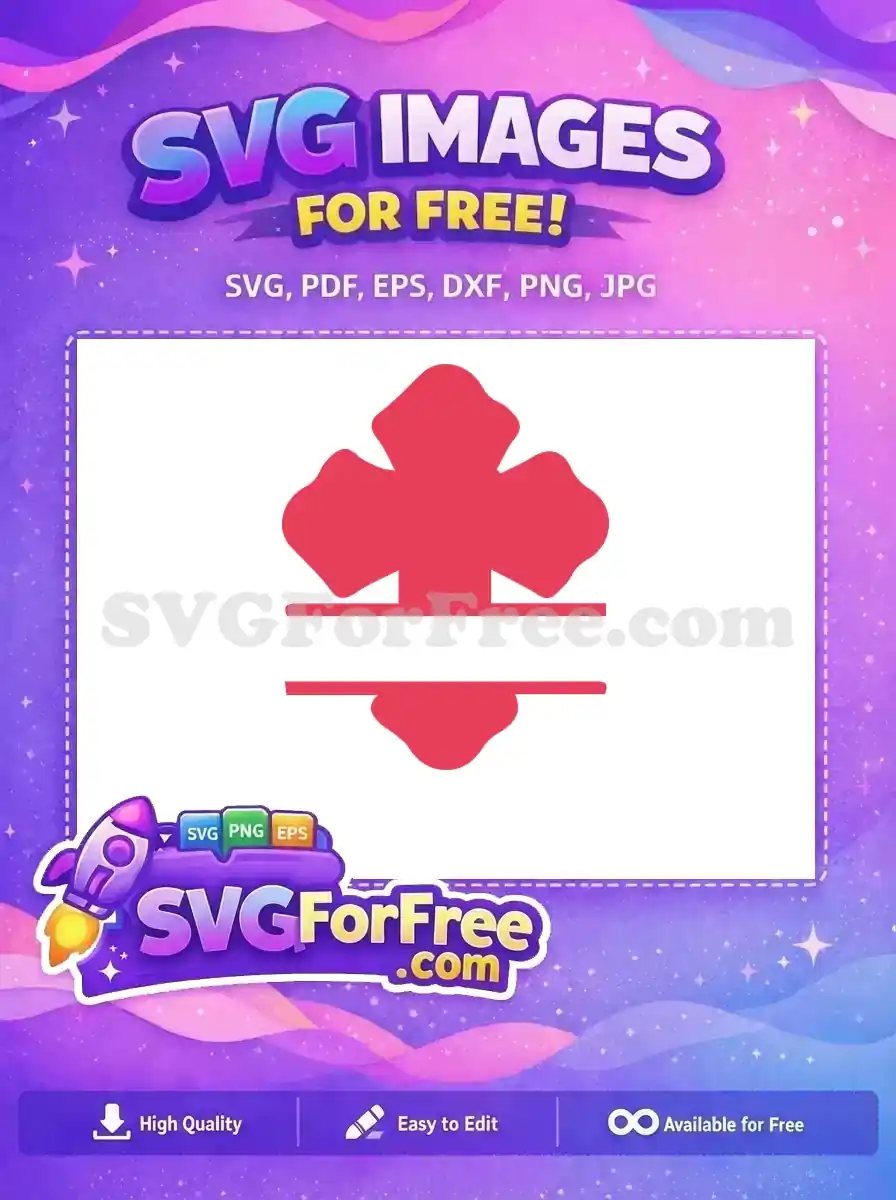 Free Red Floral Clover Monogram Free Split Blank Easter Free SVG