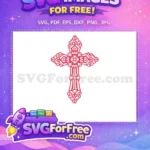 Free Intricate Red Cross Free Decorative Filigree Easter Celebration Free SVG - Instant Download