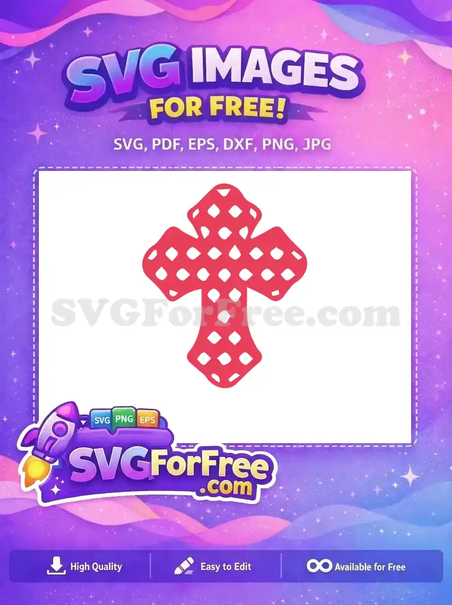 Free Red Patterned Cross Free Intricate Textured Design Easter Holiday Free SVG