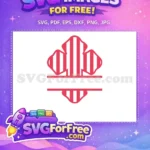 Free Red Striped Clover Free Blank Monogram Easter Design Free SVG - Instant Download