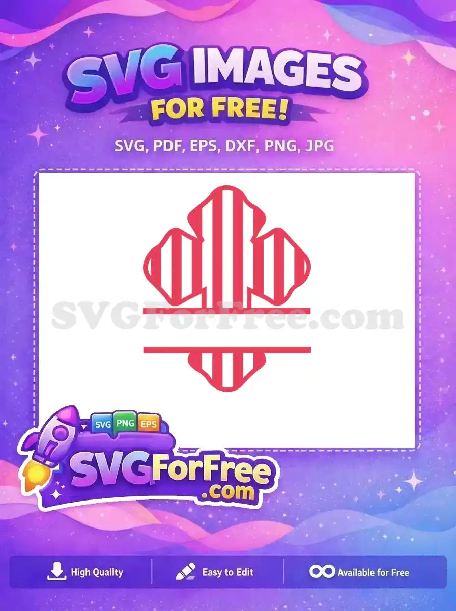 Free Red Striped Clover Free Blank Monogram Easter Design Free SVG