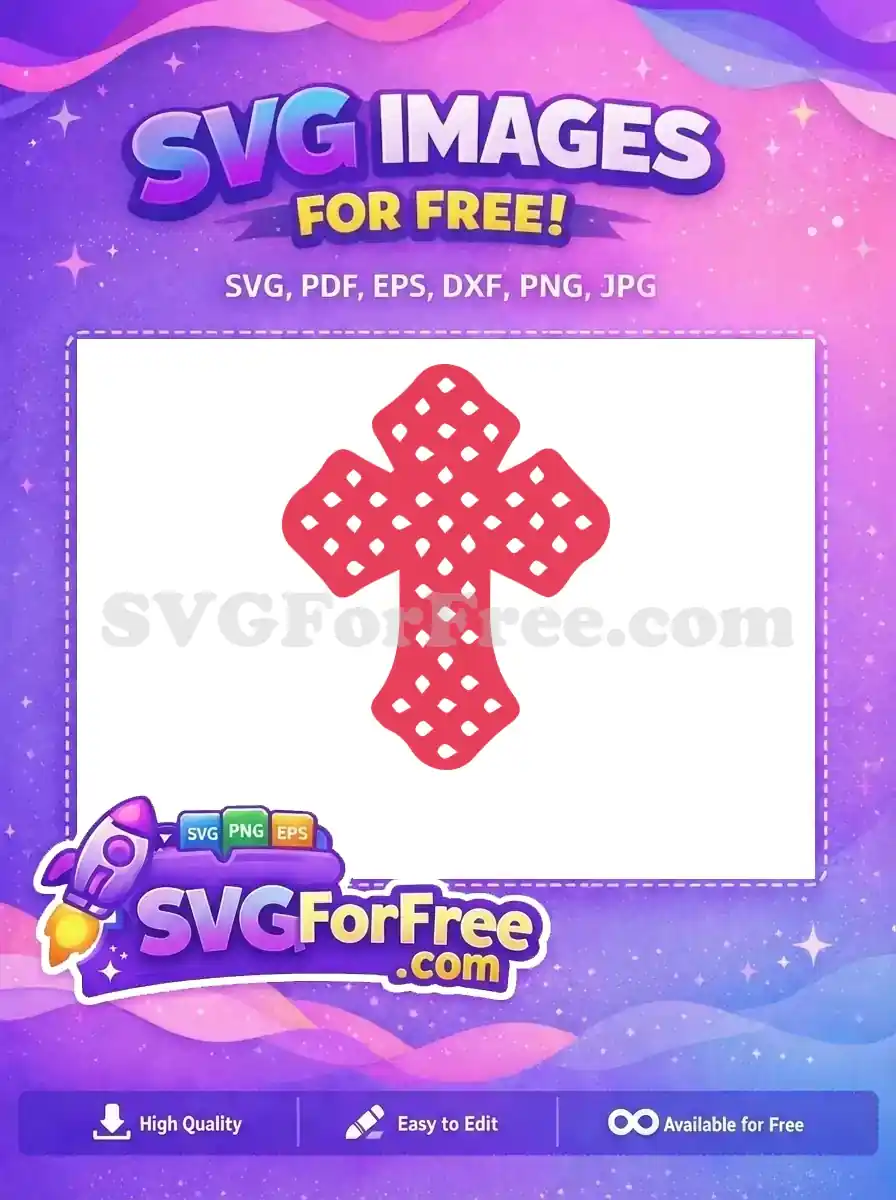 Free Red Textured Cross Free Intricate Pattern Easter Free SVG