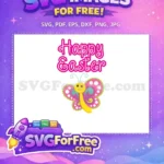 Free Pink Happy Easter Free Smiling Butterfly Easter Free SVG - Instant Download
