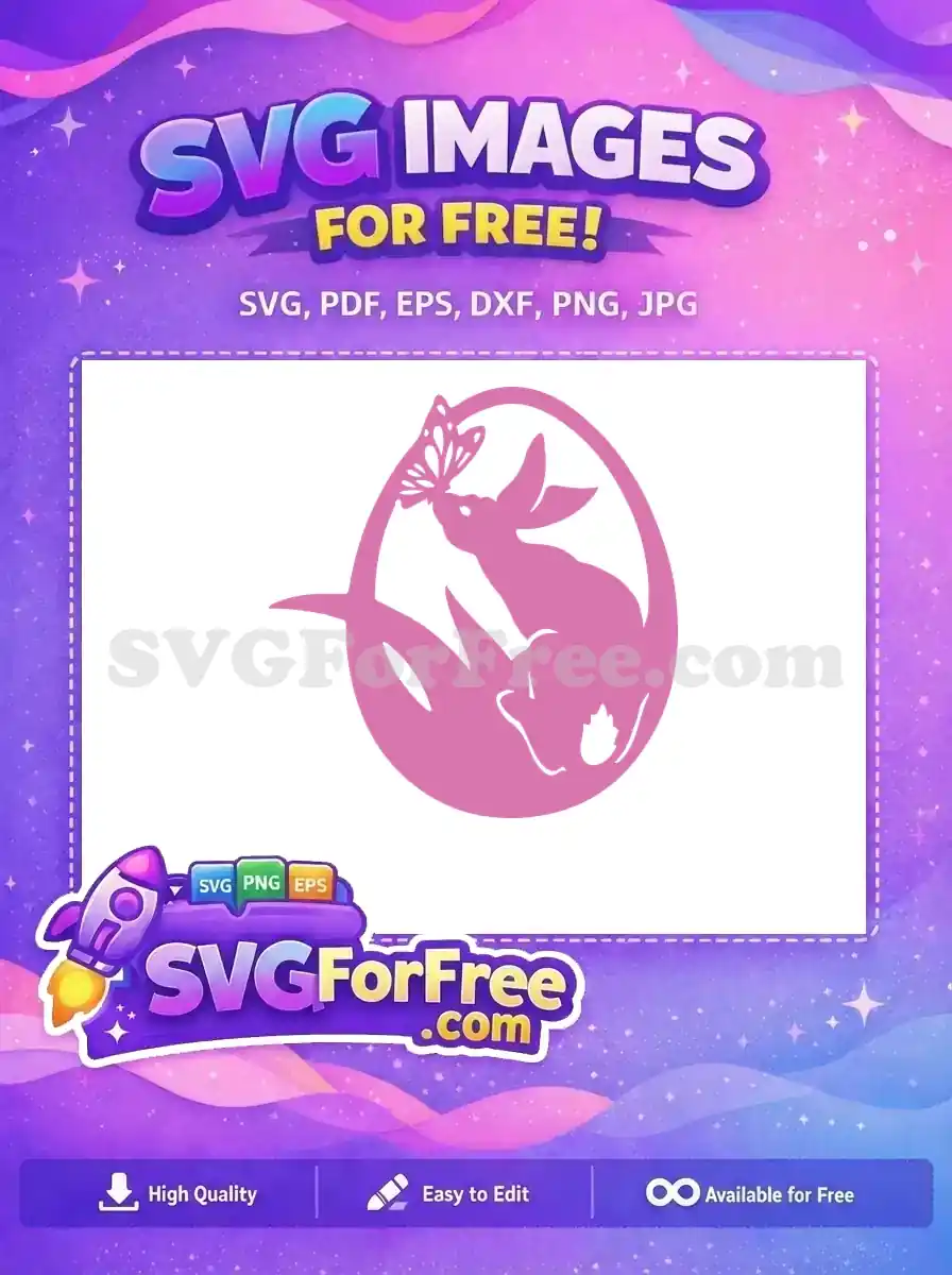 Free Pink Bunny Free Butterfly Kiss Easter Egg Silhouette Free SVG