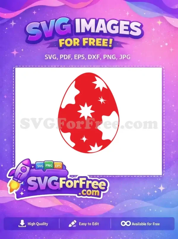 Free Red Easter Egg Free White Star Patches Holiday Free SVG